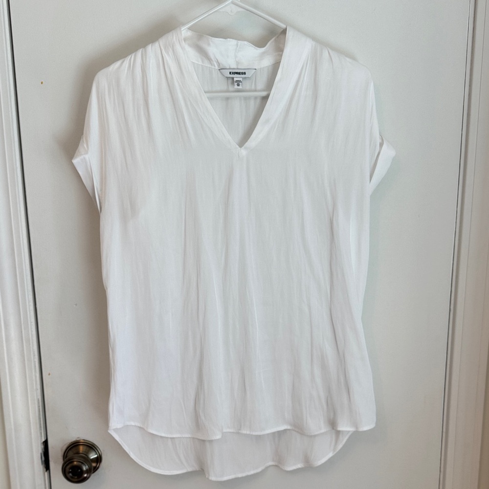Express White V-Neck Blouse